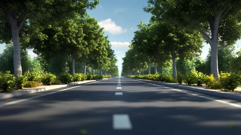 Tree-lined boulevard stretches into a calm, sunlit distance.