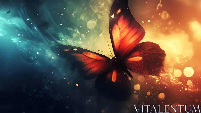 Symmetric red butterfly intersects bicolor nebular light field