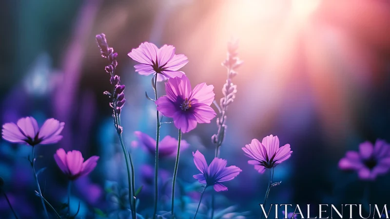 Luminescent Cosmos Flowers: Optical Depth of Field Composition.