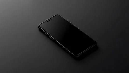 Modern Black Smartphone on Dark Surface.