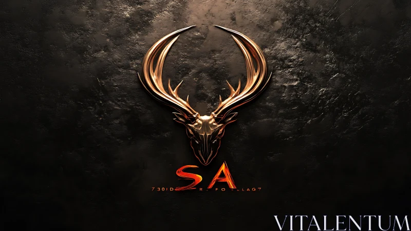 Glowing golden stag emblem shining on deep textured black.