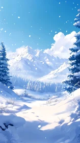 Silent alpine daydream with drifting snowlit whispers.