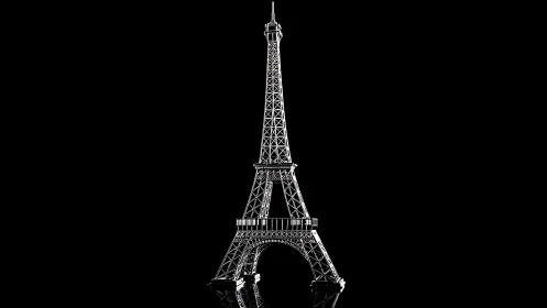 Monochrome structural rendering presents Eiffel Tower form