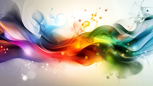 Digital abstract waves show multi-hued flowing gradient bands