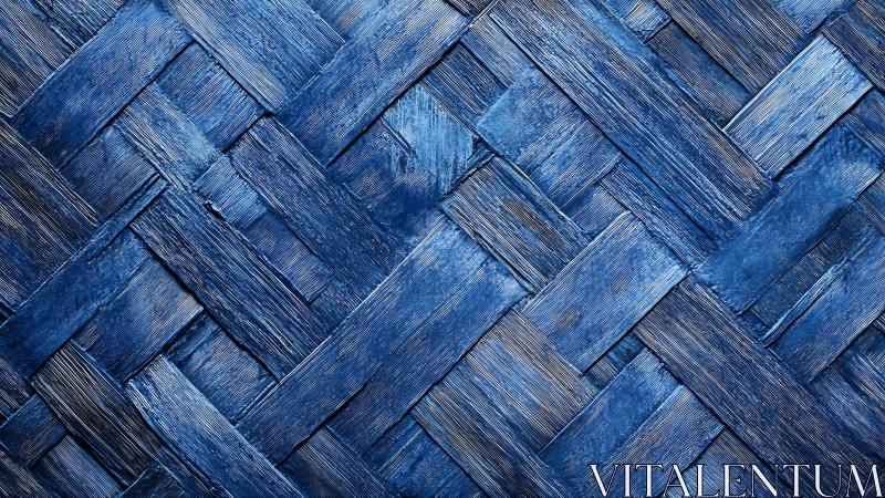 Indigo woven wood texture with diagonal herringbone pattern.