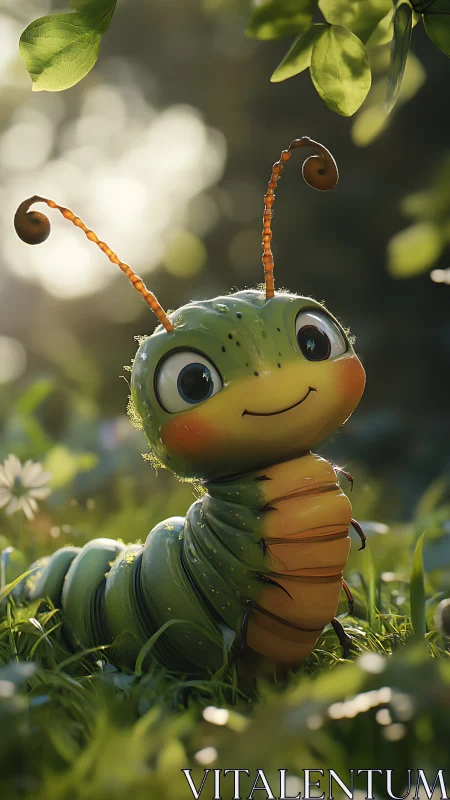 Sunny garden caterpillar with the sweetest shy smile.