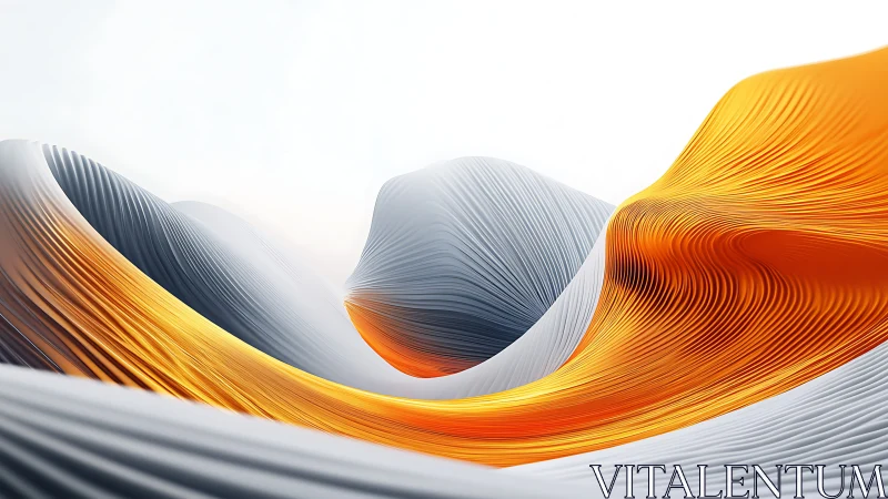 Abstract orange and white flowing curved 3D wave forms.