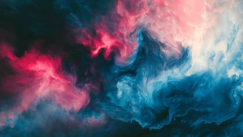 Dreamy cosmic tides of pink and blue swirling together.