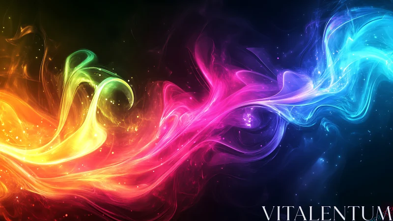 Neon fractal light streams merge across deep cosmic void.