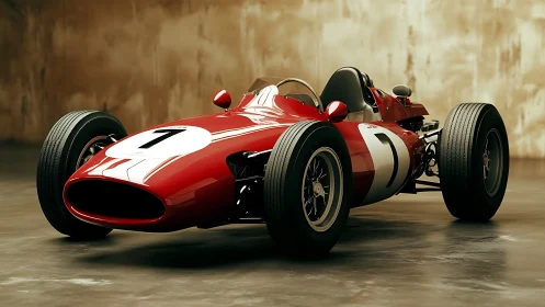 Vintage single-seat race car rendered with high-gloss PBR shaders