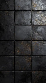 Dark weathered stone tile grid with subtle rust texture.