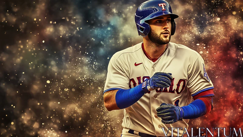 Electric ballpark moment with focused baseball slugger.