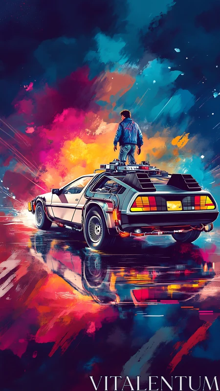 Neon time machine idles while its lone rider scans tomorrow