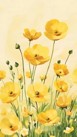 Cheerful Yellow Poppies Dancing in Golden Light.