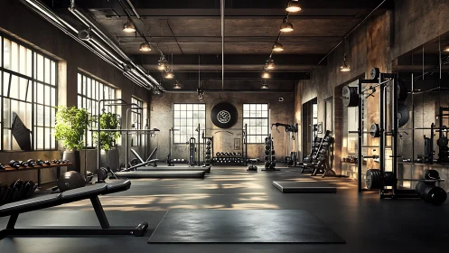Sunlit industrial gym invites quiet, focused strength training