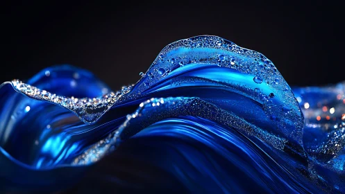 Glistening blue waves roll in gentle, luminous ribbons of light