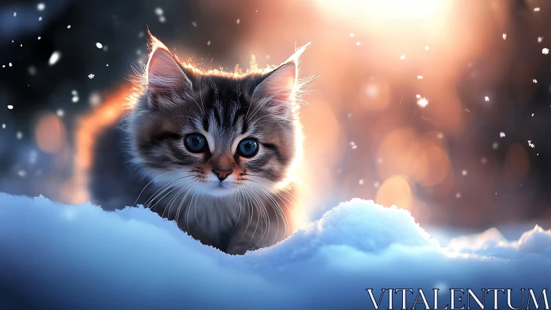 Glowing Kitten Emerges from Winter Wonderland Snow