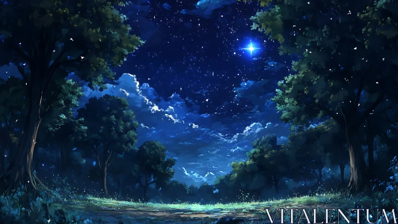 Starlit Forest Clearing Under a Secret Singing Sky.