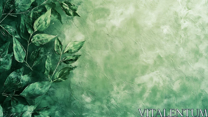 Whispered leaf canopy drifting across misty green plaster.