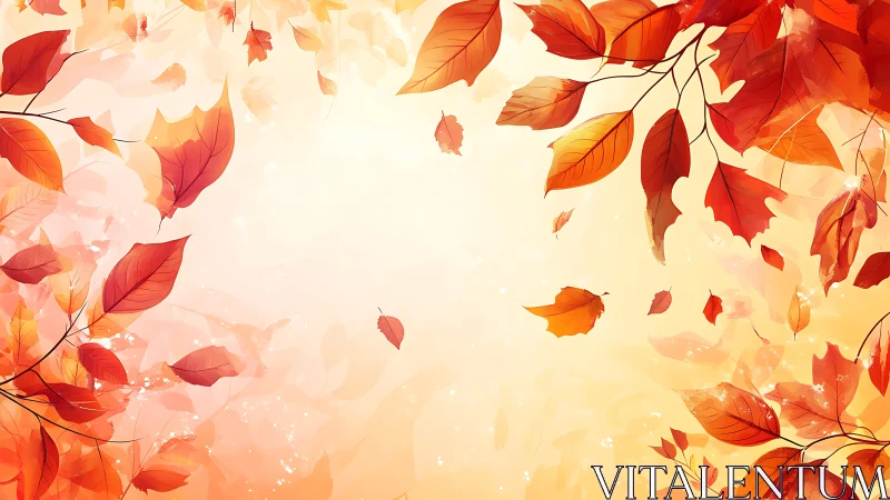 Autumn foliage vortex with radial luminous background field.