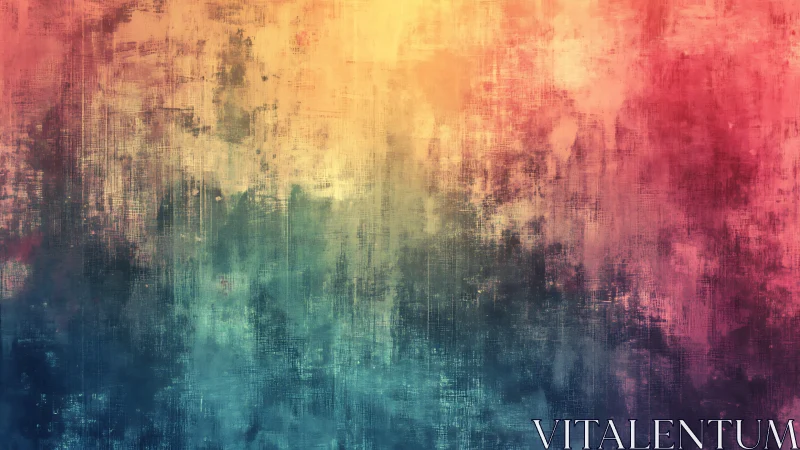 Textured abstract gradient blends warm and cool color fields