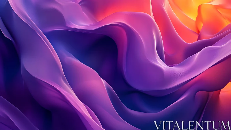 Vibrant fluid ribbons fold into luminous purple gradients