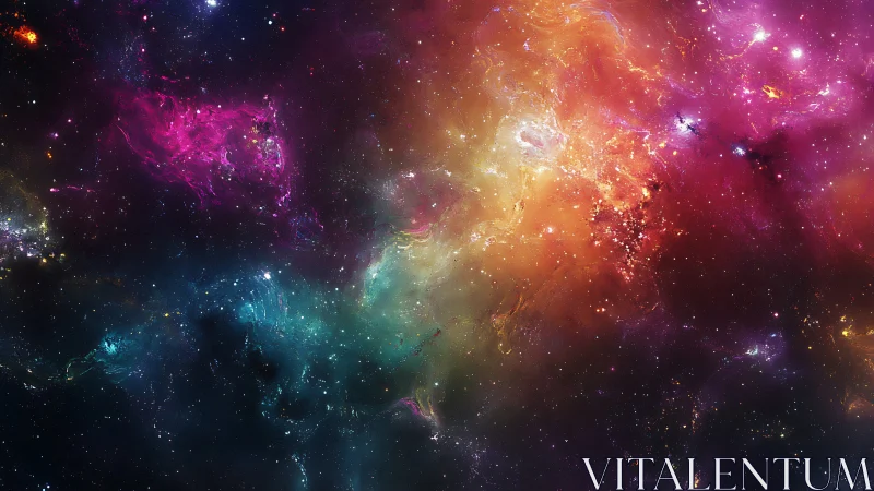 Multispectral nebula field with high-density star cluster gradients