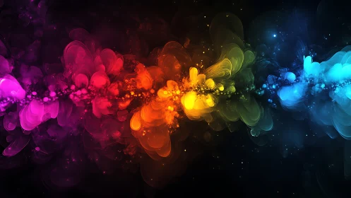 Colorful cosmic cloud bridge glowing across the dark sky.