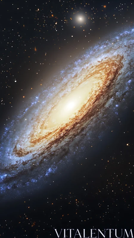 Spiral galaxy core glowing amid dense star field in space.