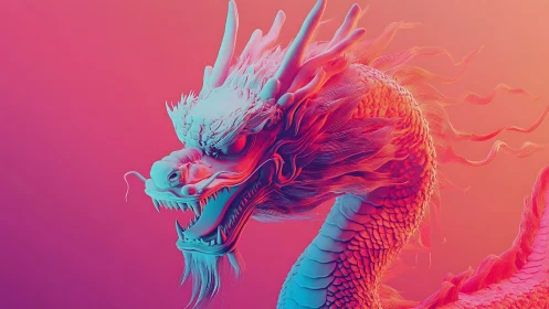 Digital dragon render shows detailed head and coiled neck