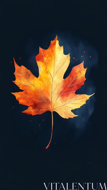 Single autumn maple leaf rendered in warm orange tones