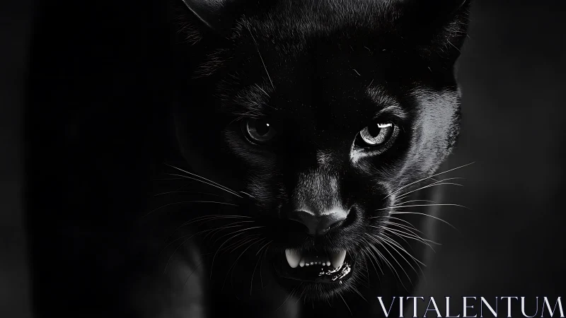 Menacing Panther Portrait in Dramatic High Contrast Monochrome Study