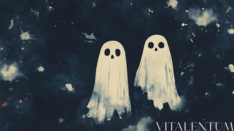 Ghostly trio drifts through a star-splattered midnight sky.