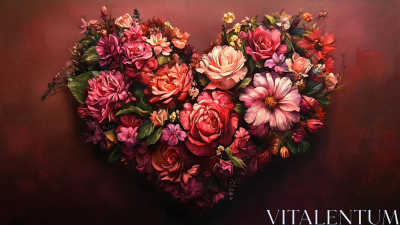 Heart-Shaped Floral Cascade: Crimson Romance Blooms.