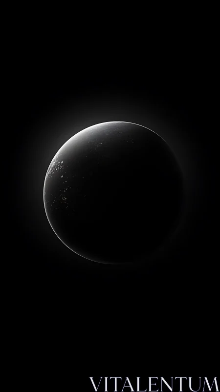 Luminous crescent planet emerging from deep cosmic shadow.