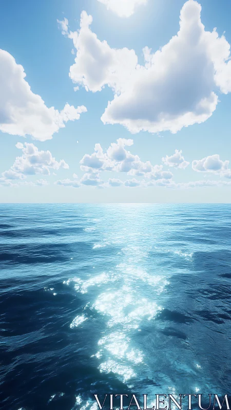 Open ocean surface under scattered cumulus cloud field.