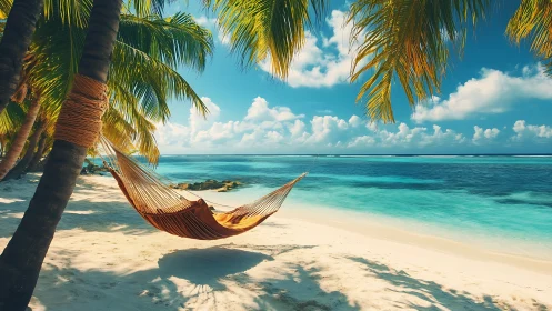 Tropical Paradise: Hammock Dreams Under Swaying Palms.