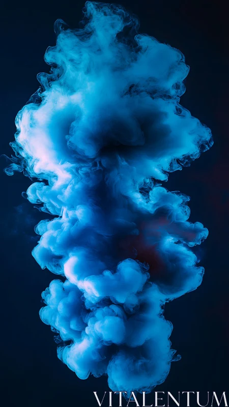 Blue ink cloud suspended in dark liquid space.