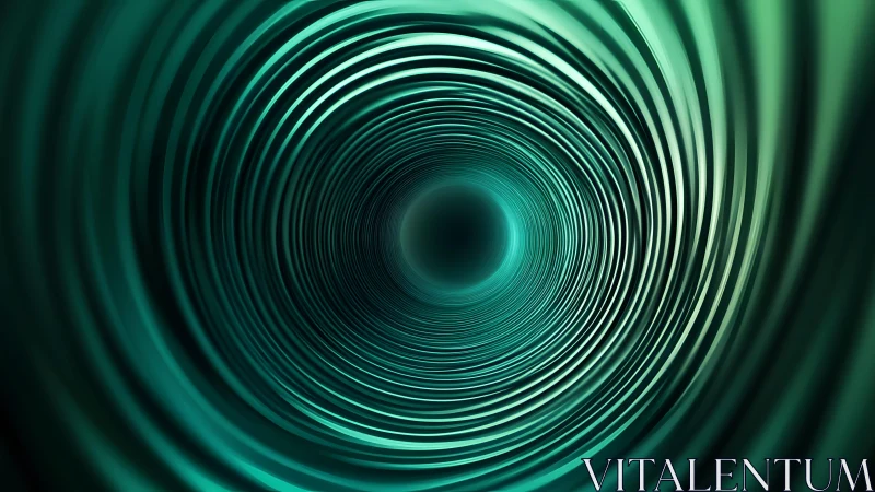 Abstract teal tunnel with swirling concentric rings, digital art style.