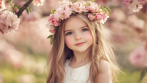 Blossom Crown Child in Luminous Spring Garden.