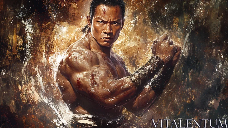 Storm-scarred warrior compresses fury into clenched calm