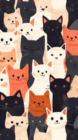 Cheerful Cat Crowd: A Playful Parade of Feline Friends.