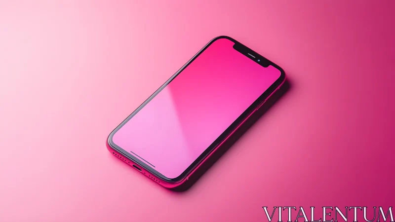 Modern Phone on Pink Gradient Background.