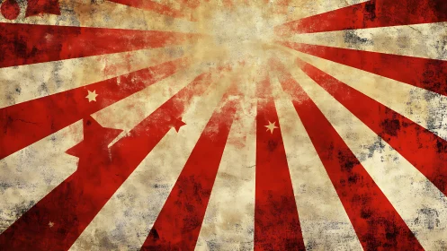 Radial sunburst flag collage with distressed vector patina.