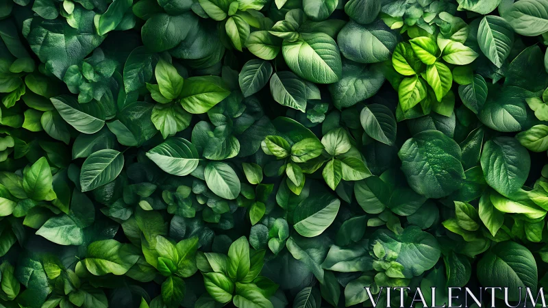 Dense layered foliage wall shows detailed green leaf textures