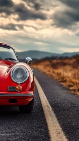 Crimson classic coupe claims the open road at sundown