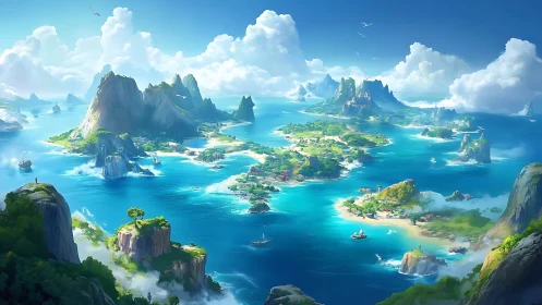 Fantasy Archipelago with Towering Islands