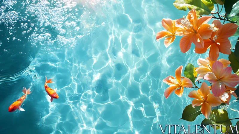 Koi Dreams Swimming Through Coral Blooms.