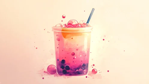 Colorful Bubble Tea Dream in Pink.