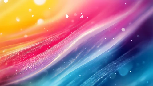 Chromatic particle streams form curved spectral gradients with bokeh